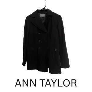 Ann Taylor Black Double-Breasted Pea Coat. Size XS. Perfect for fall